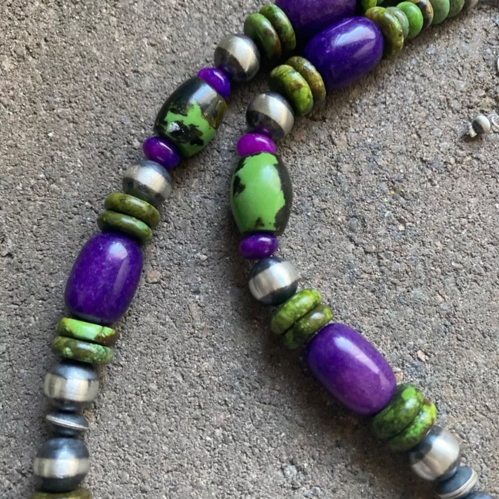 Sterling Silver Dyed Sugilite Turquoise W Pearls … - image 8